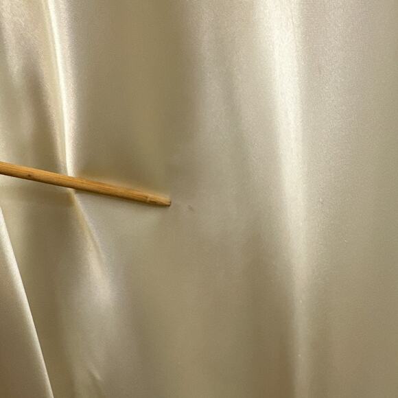 VTG 90s Formal Dress M Ivory Puff Sleeve Wedding Lace Glam Satin Union Prom US - Picture 15 of 16